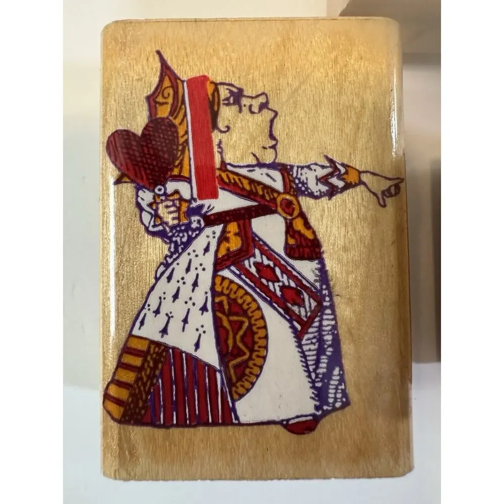 Lot Of 3 Tic Tac Toe Dice Queen Of Hearts Wood Mounted Rubber Stamp #6294